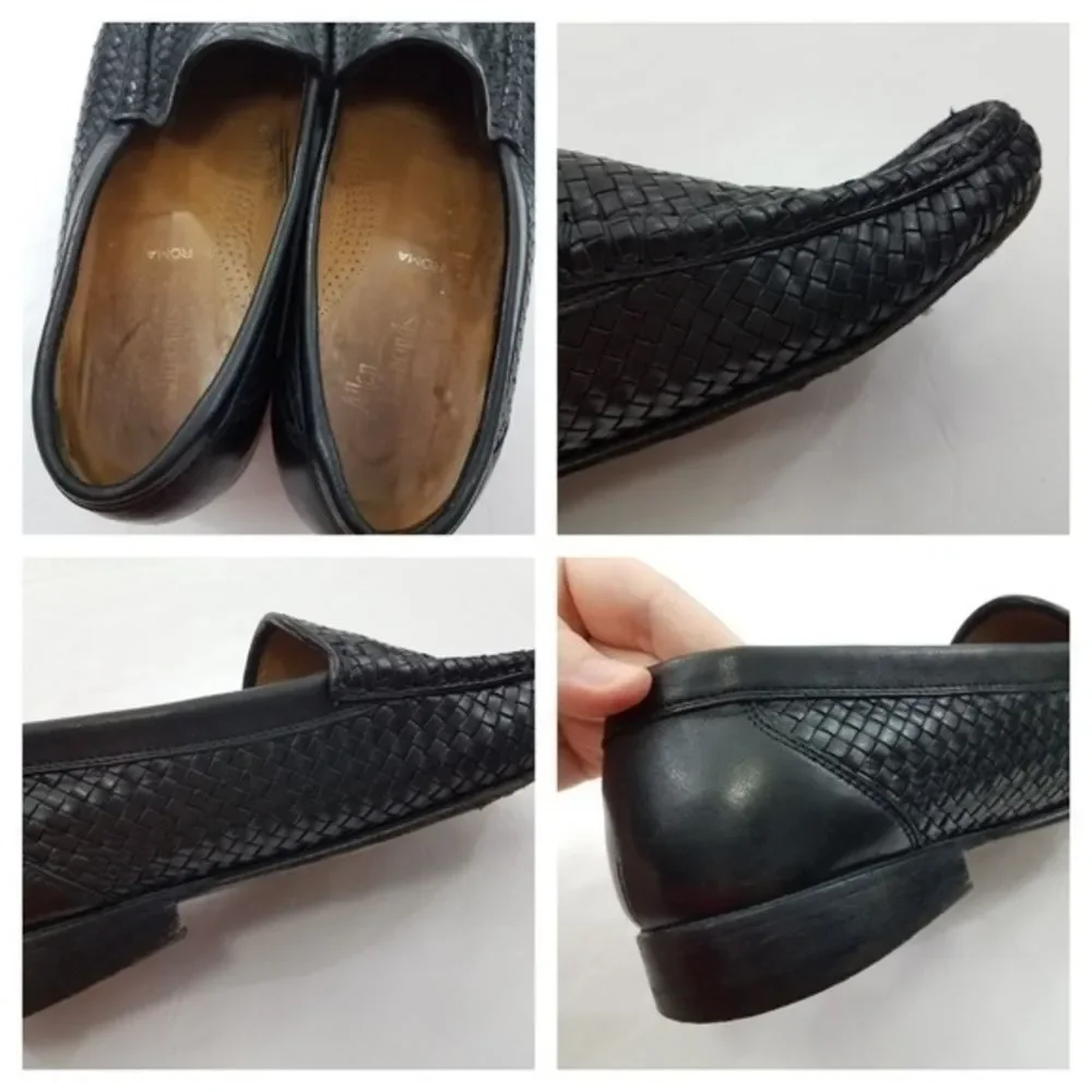 Allen Edmonds Roma Size 11 B Black Weave Mens Slip on Loafers Italy Dress